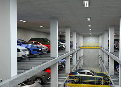 Strukturelle designprinsipper for palle-type planparkeringssystemer